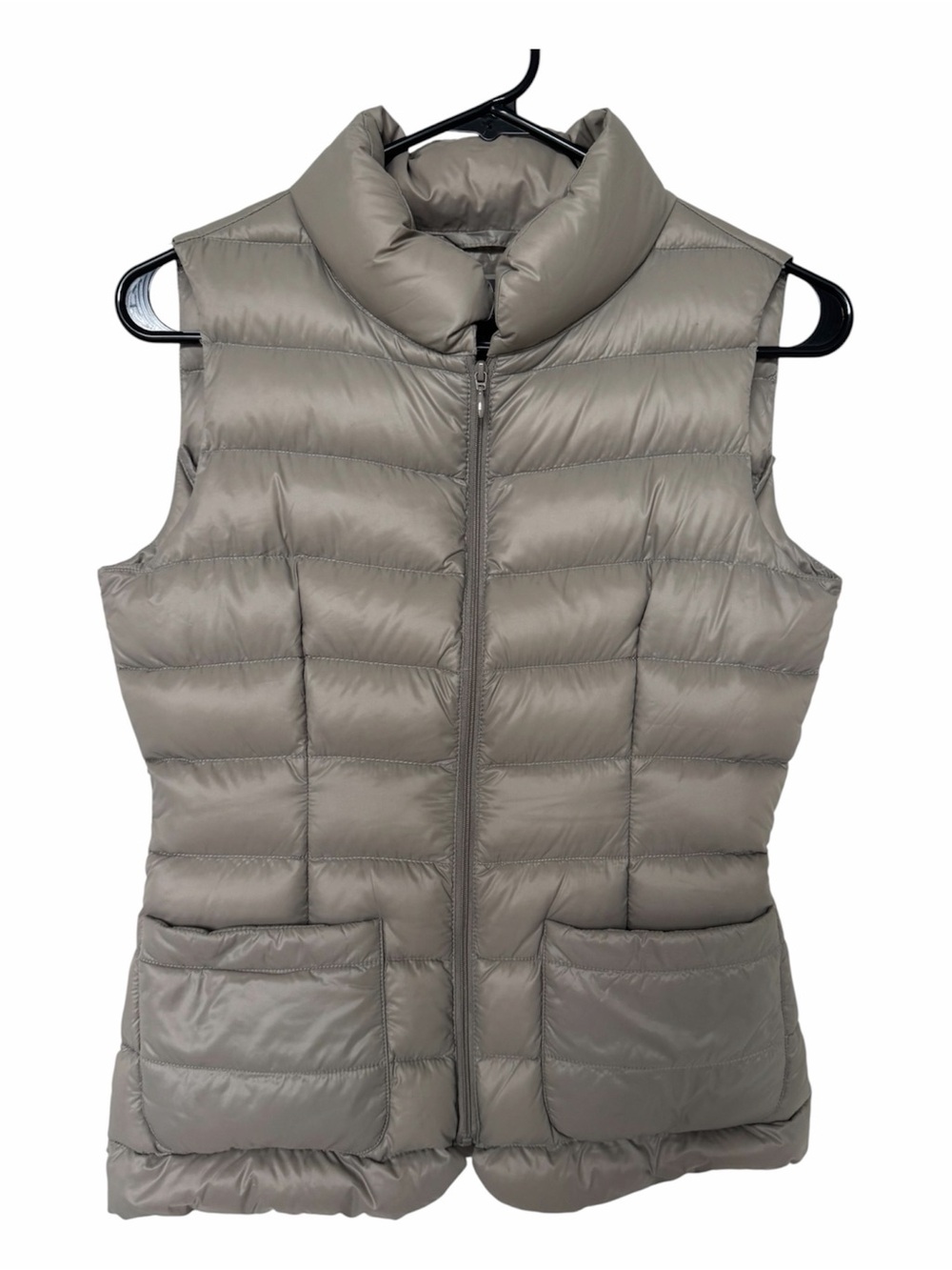 ✅ Benetton Taupe Quilted Packable Puffer Vest size 2